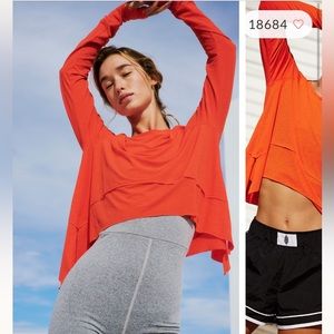 FREE PEOPLE tempo long sleeve tee in color cherry tomato!